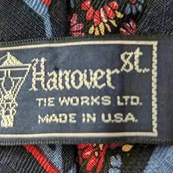 Hanover St 100% Silk Tie Blue/Red Floral - Picture 4 of 5